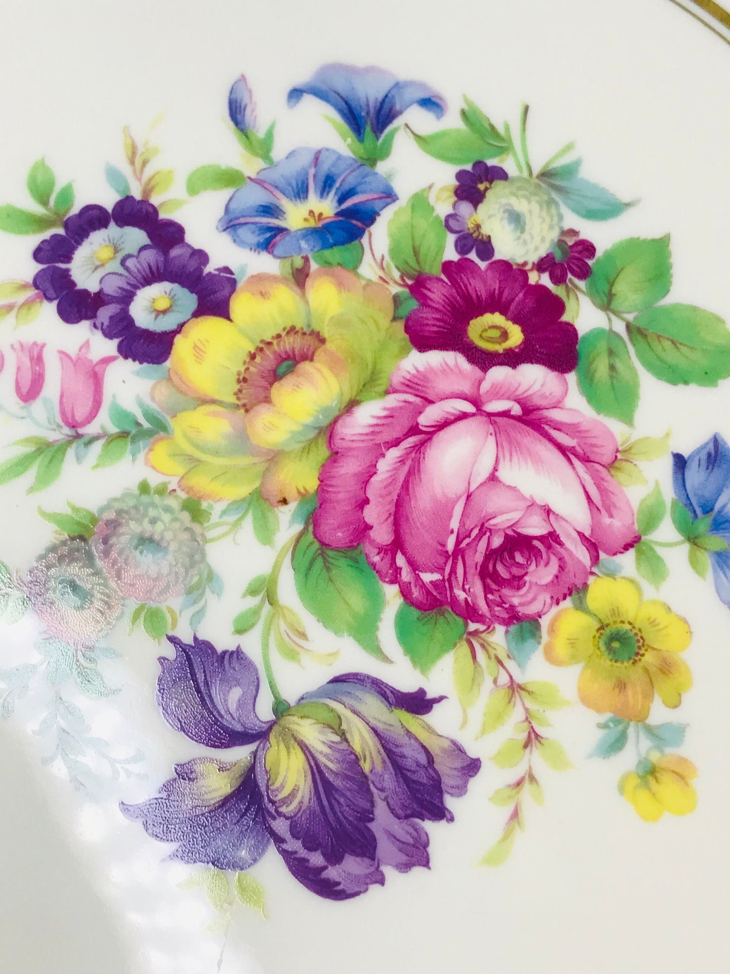 Castleton china castleton rose handled cake plate