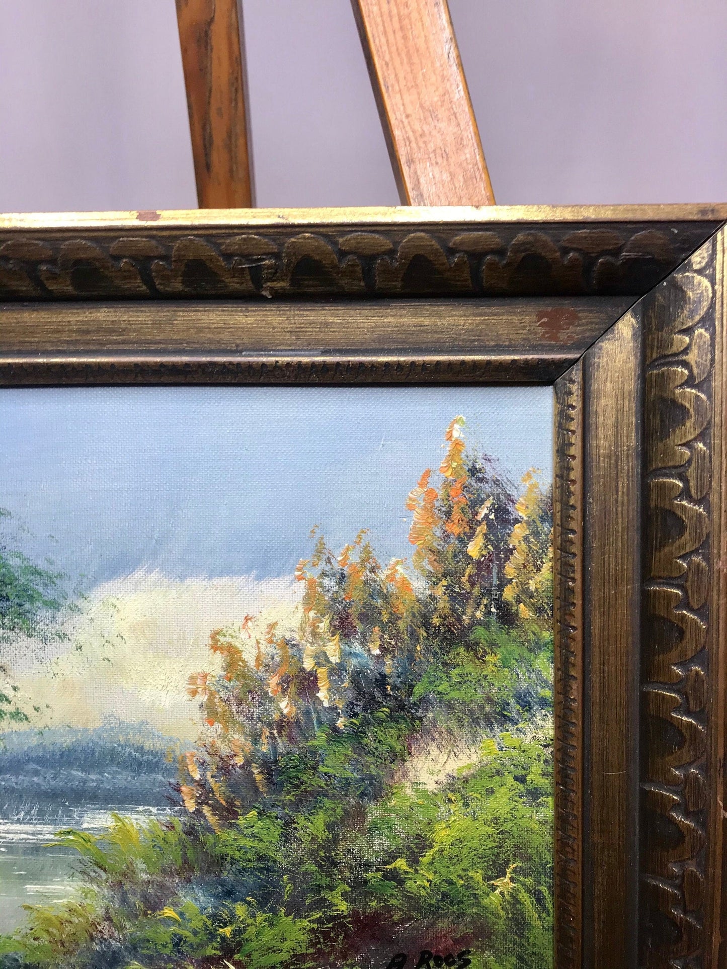 Canvas scenery painting by a roos framed picture/wall decor (t)