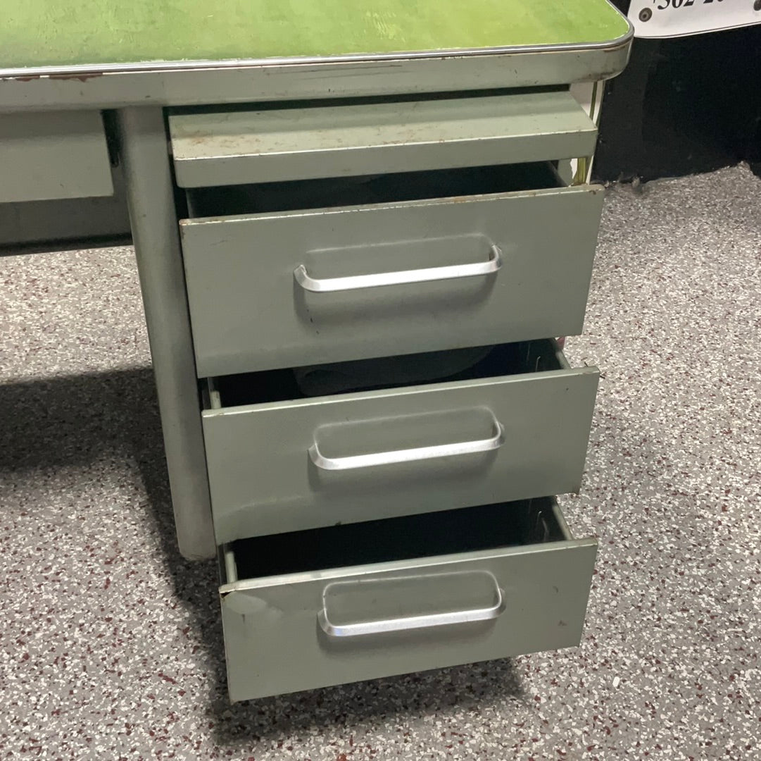 Industrial Steel-case Single Pedestal Metal Tanker Desk Collection