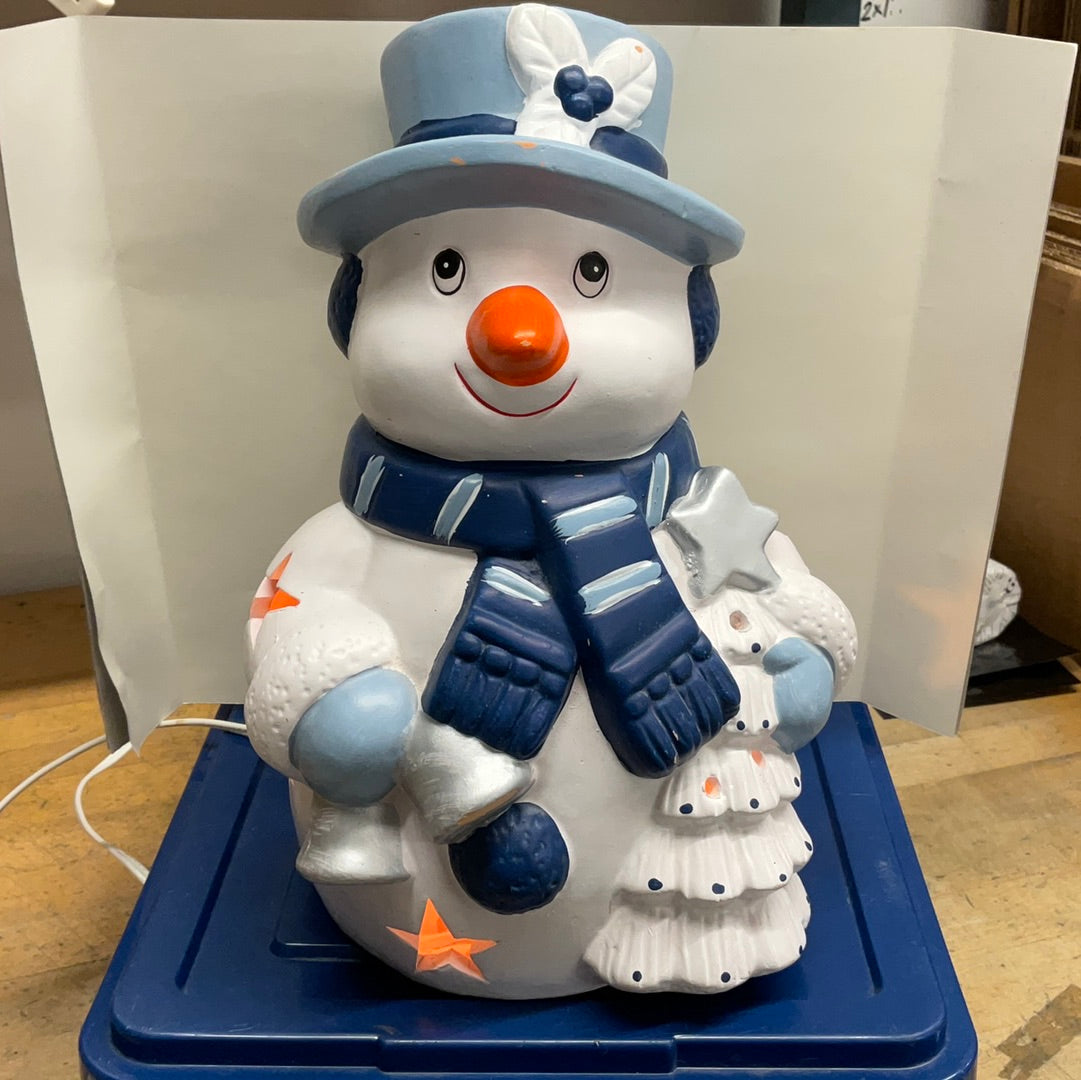LIGHT UP CERAMIC SNOWMAN