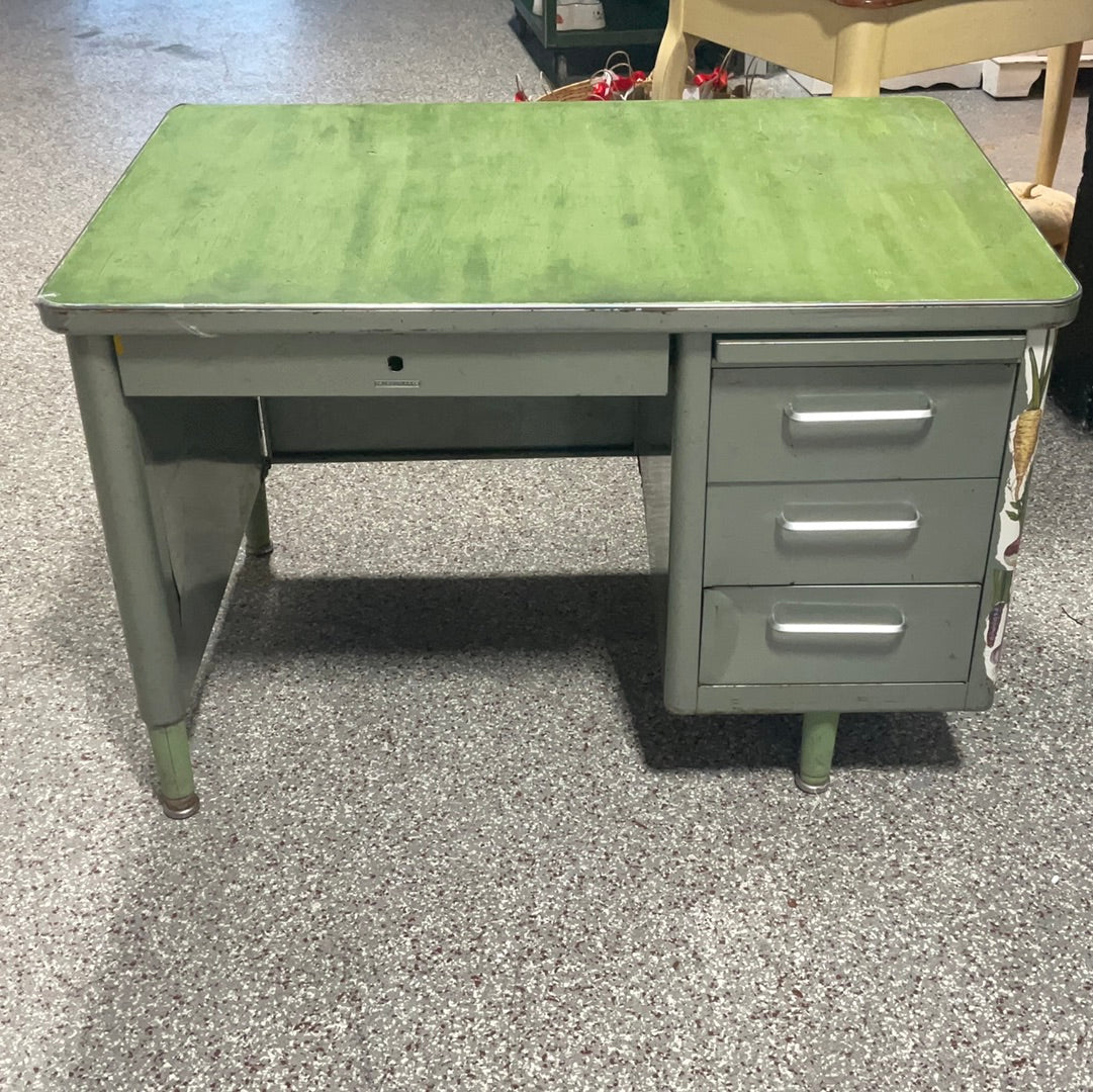 Industrial Steel-case Single Pedestal Metal Tanker Desk Collection