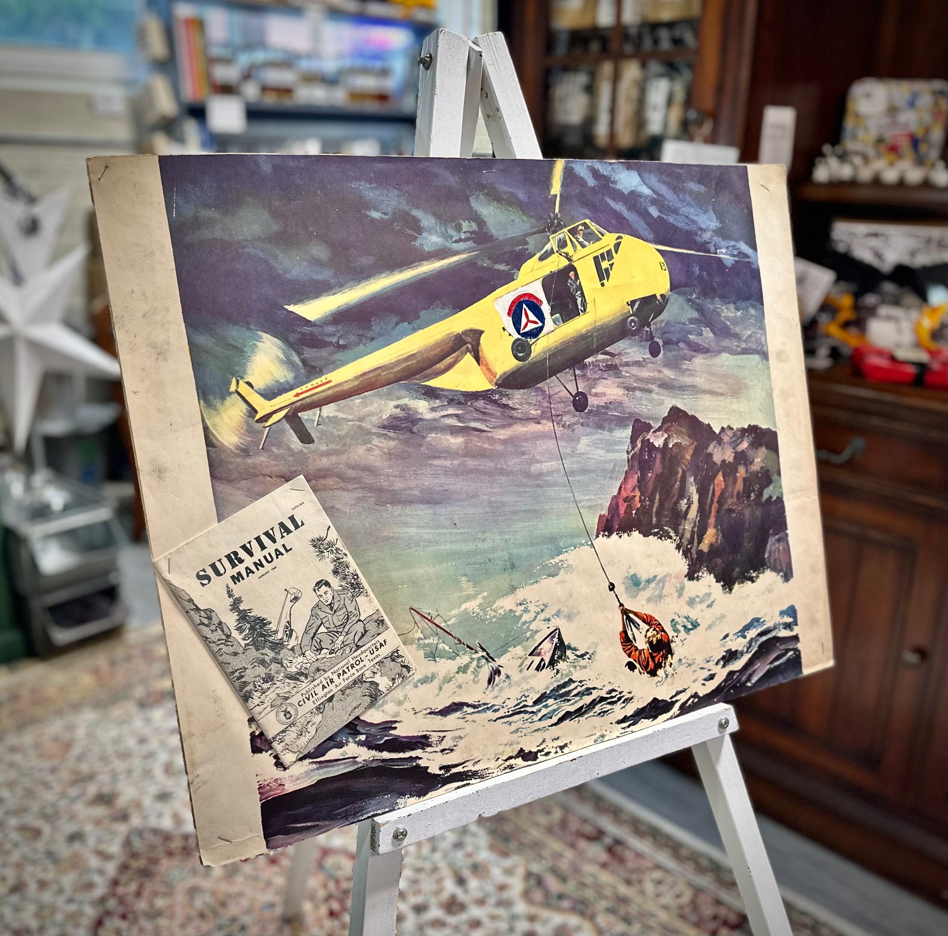 Vintage CAP helicopter and survival guide artwork