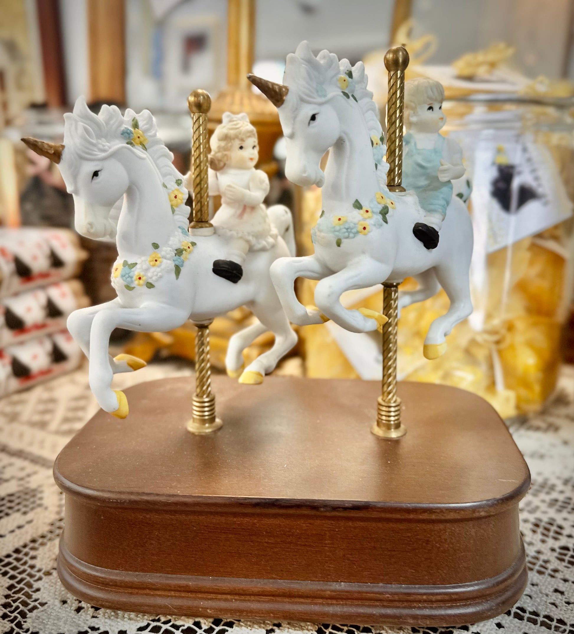 Vintage Carousel Unicorn Music Box collectible