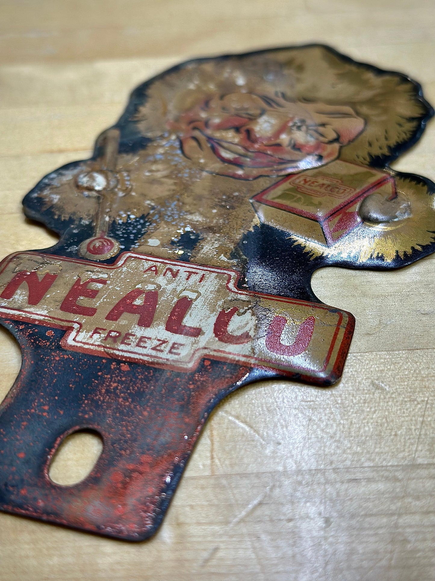 Rare Vintage 1930s Nealco Anti-Freeze License Plate Topper