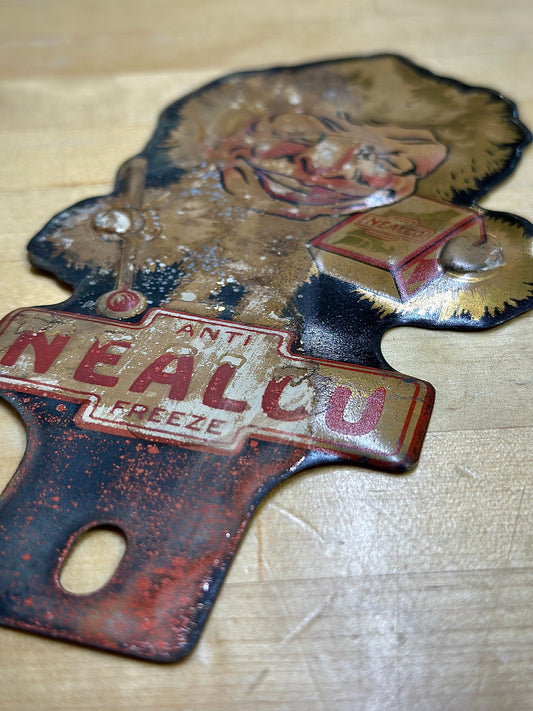 Rare Vintage 1930s Nealco Anti-Freeze License Plate Topper