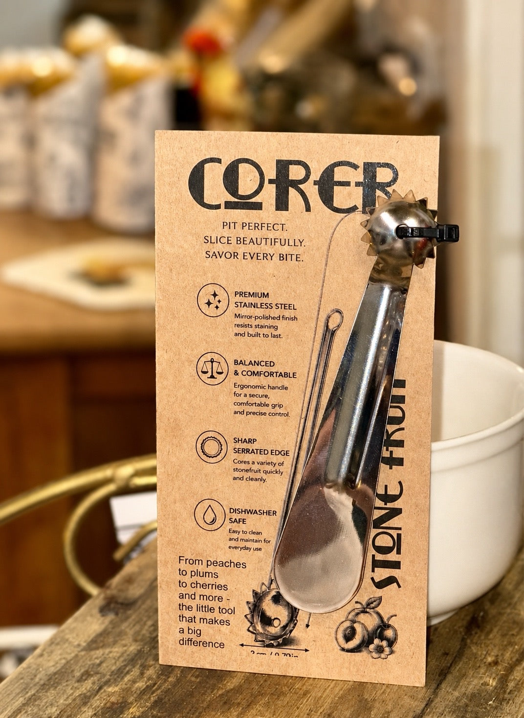Stonefruit Corer | Stainless Steel Peach, Plum & Nectarine Pitting Tool
