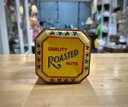 View of lid for 1980’s S.J. Radford & Sons roasted nuts vintage tin