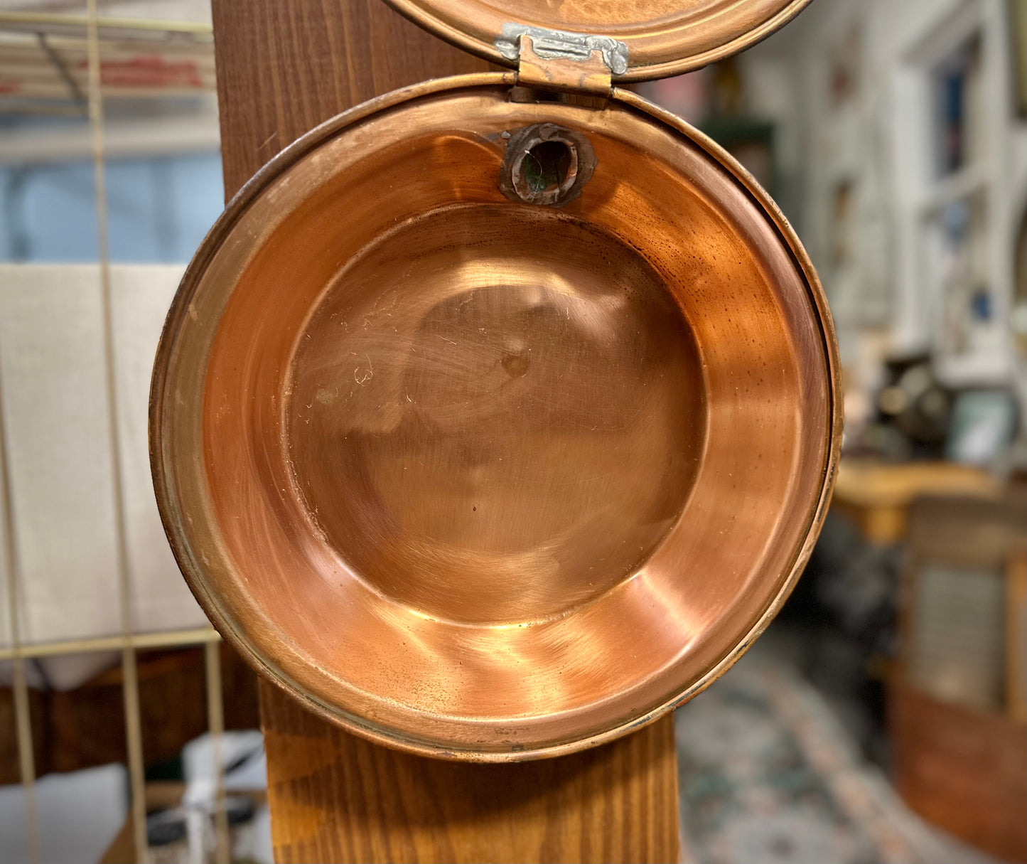 18th-19th Century Antique Copper and Turned Wood Bed Warmer