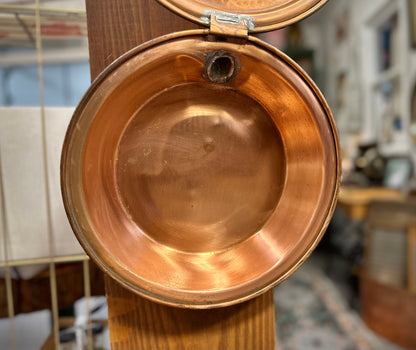 18th-19th Century Antique Copper and Turned Wood Bed Warmer