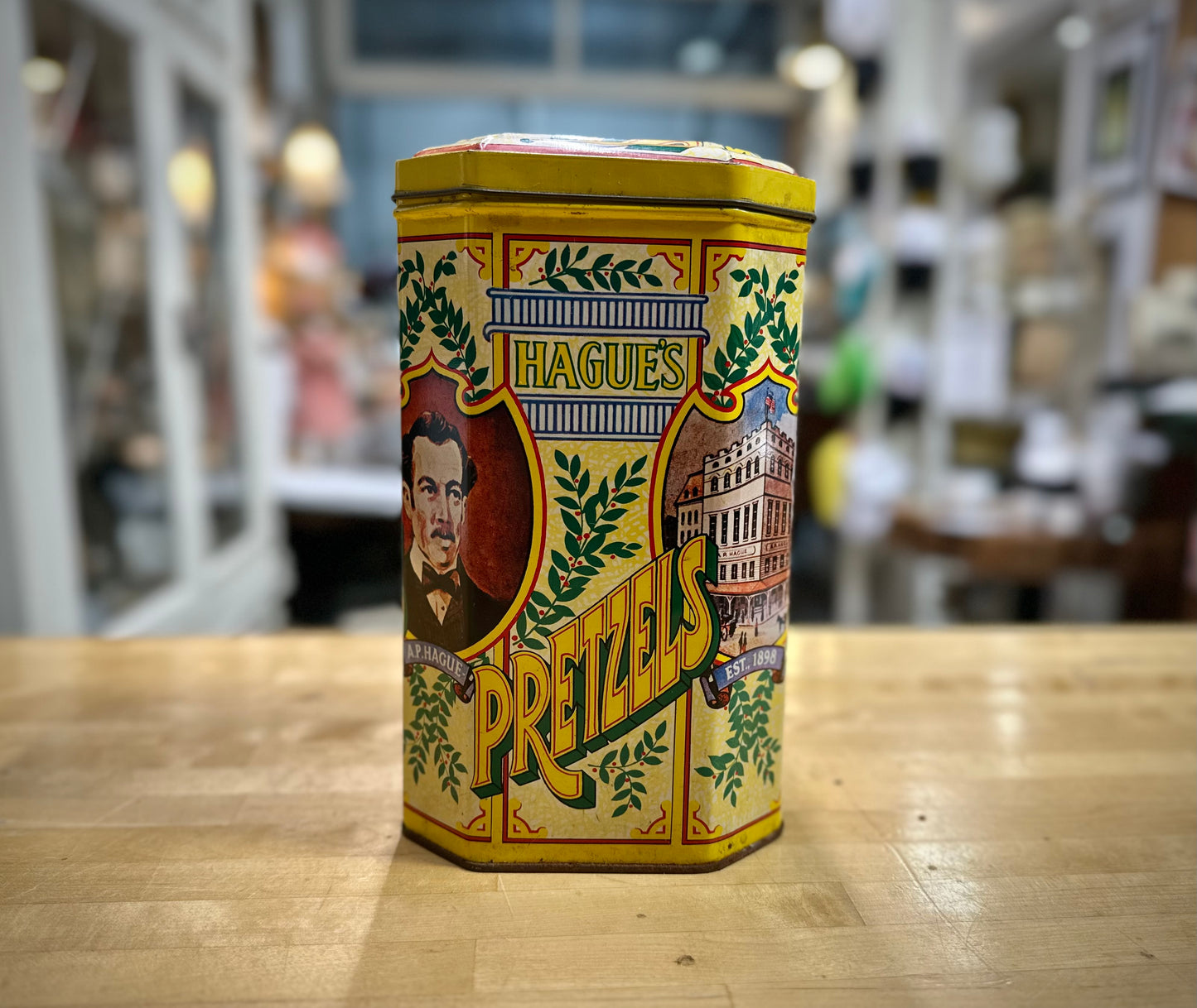 1980’s Hague’s Pretzel vintage tin