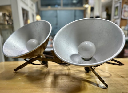 Close-up of Antique Victor Ever-Ready Armlite light with vintage design details