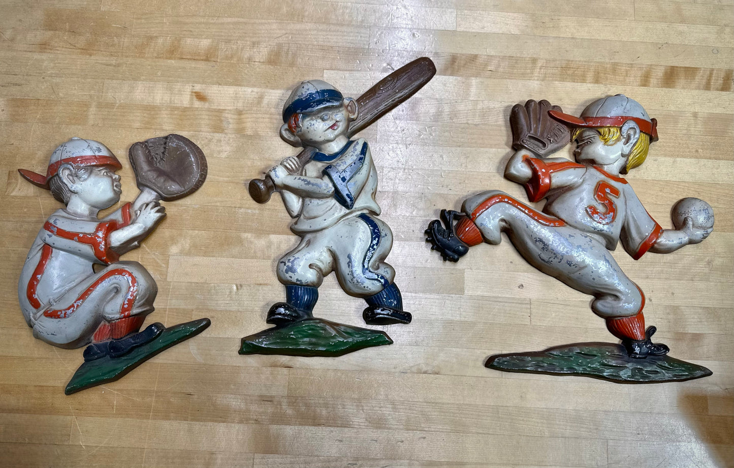 Vintage baseball collectible cast metal plaques