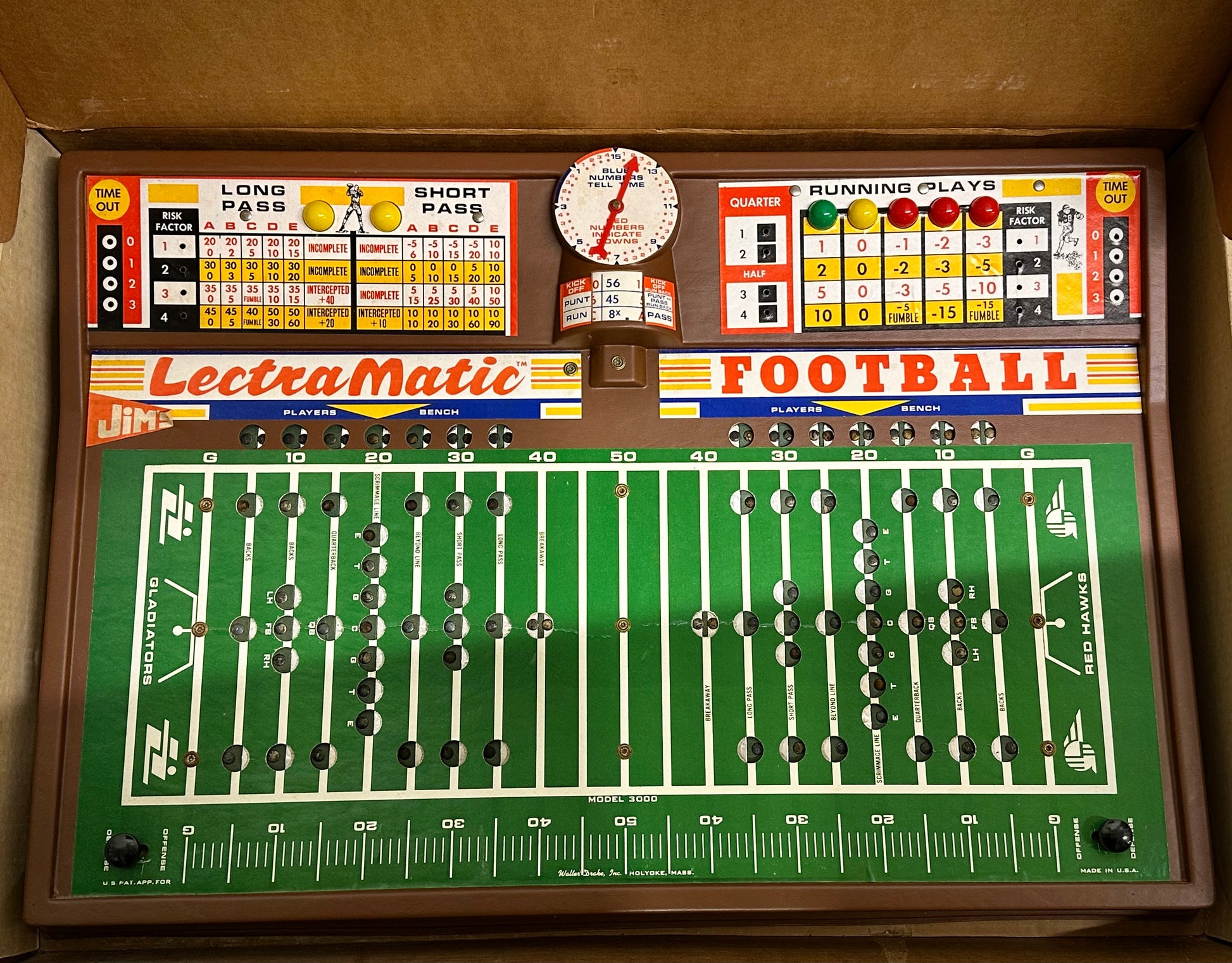 Vintage mechanical football game player view