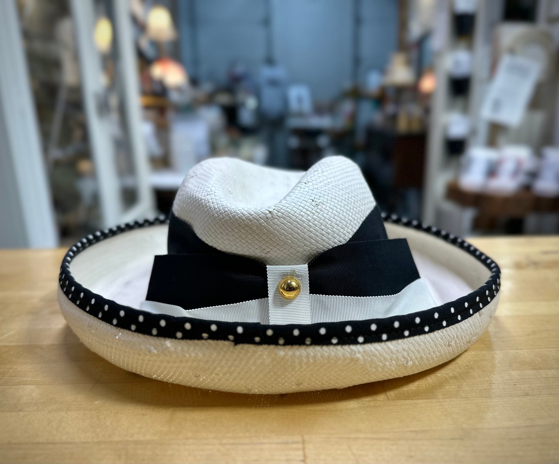 Two Toned Polka Dot Dick Tracy Hat