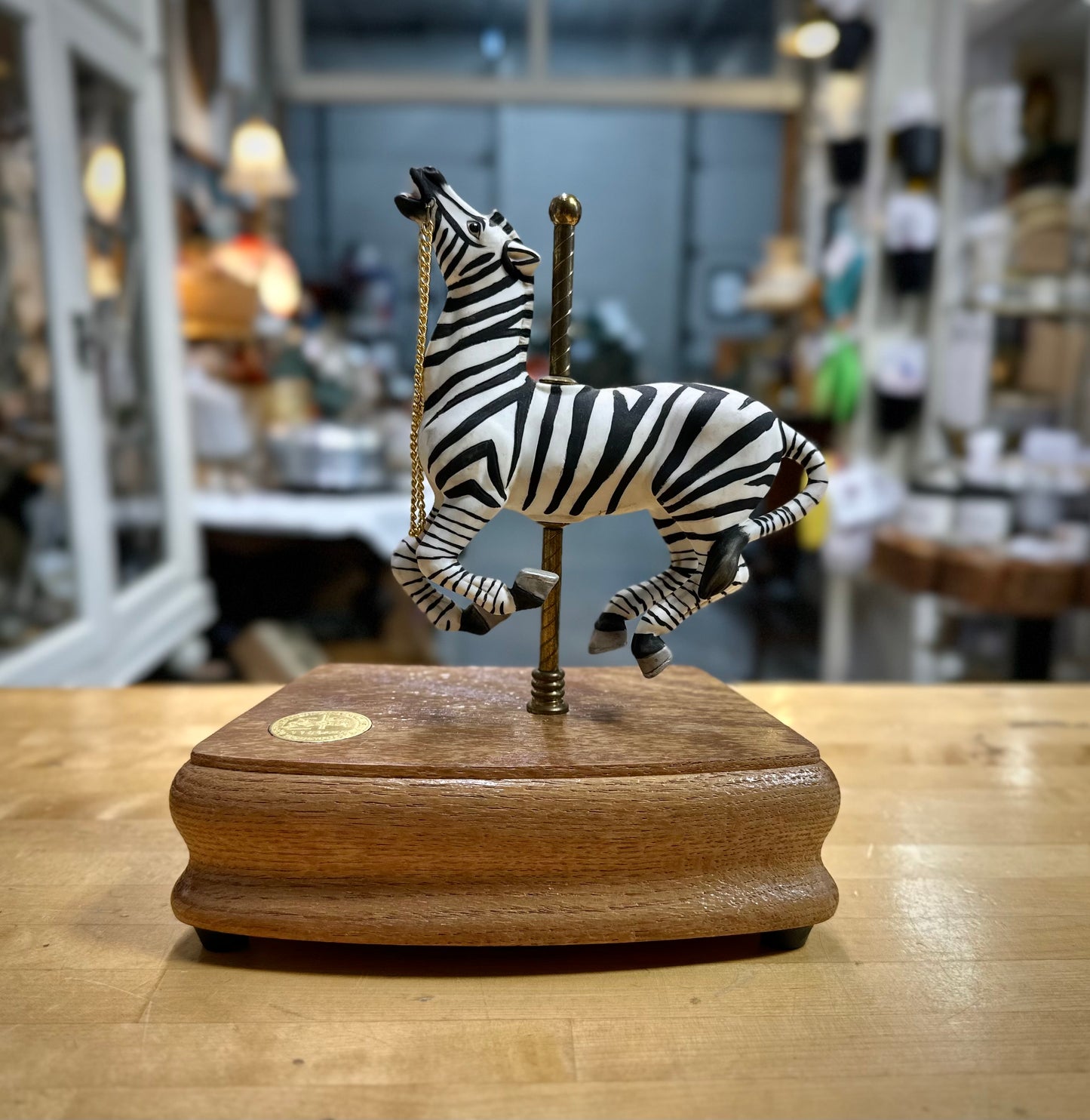 Vintage Carousel Zebra Music Box collectible