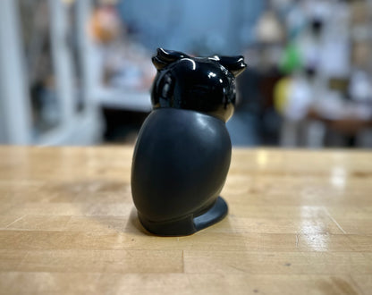 Back View Of Black Owl Figurine – sleek classic vintage owl statue