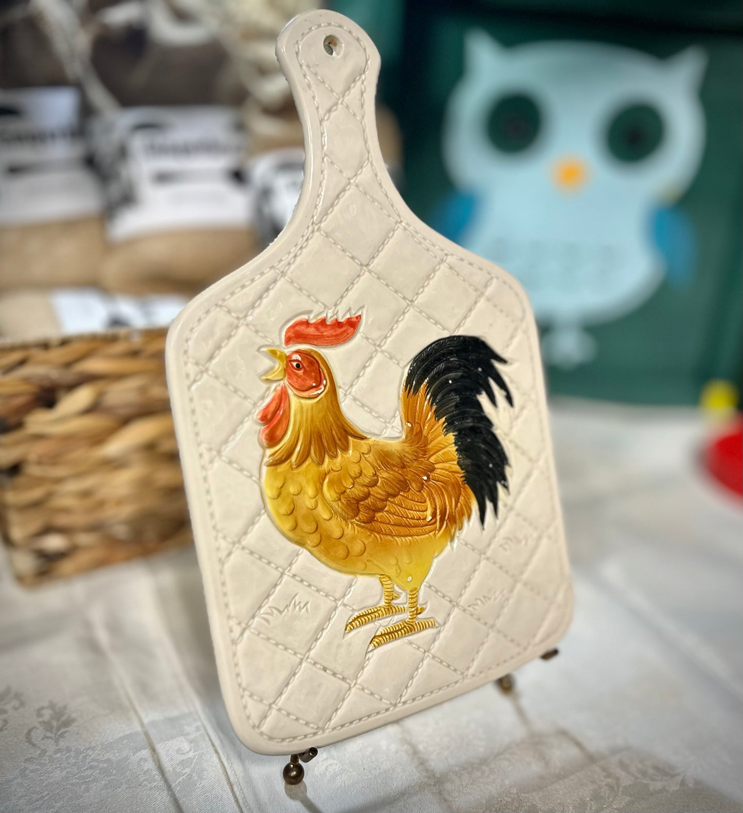 Vintage Otagiri 1983 Ceramic Rooster Trivet
