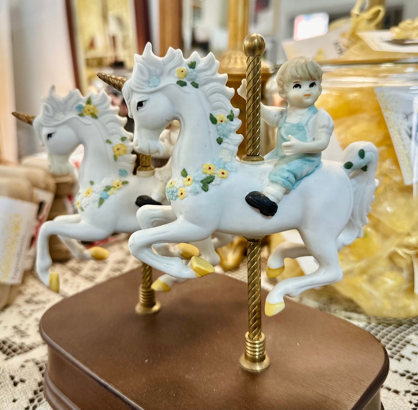 Vintage Carousel Unicorn Music Box collectible
