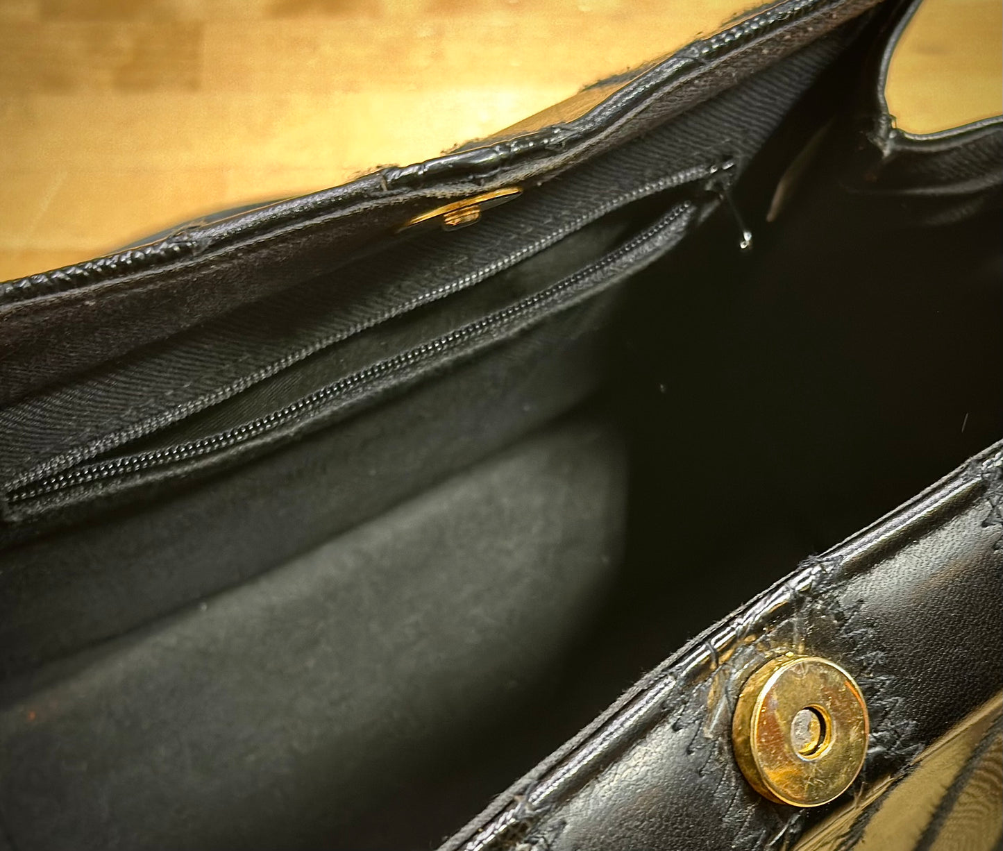 Mixed Black Leather Vintage Handbag