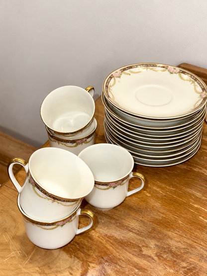 Warwick vintage tea cups with saucers