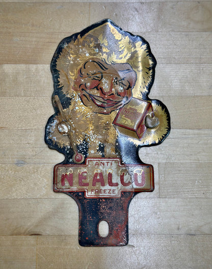Rare Vintage 1930s Nealco Anti-Freeze License Plate Topper