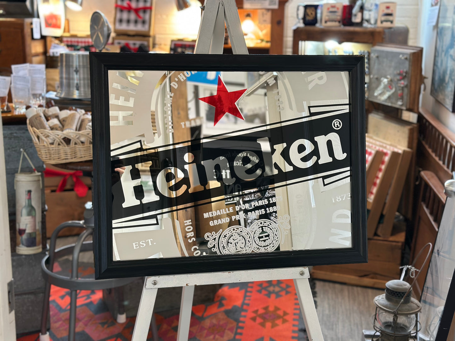 Retro Heineken beer advertising sign detail