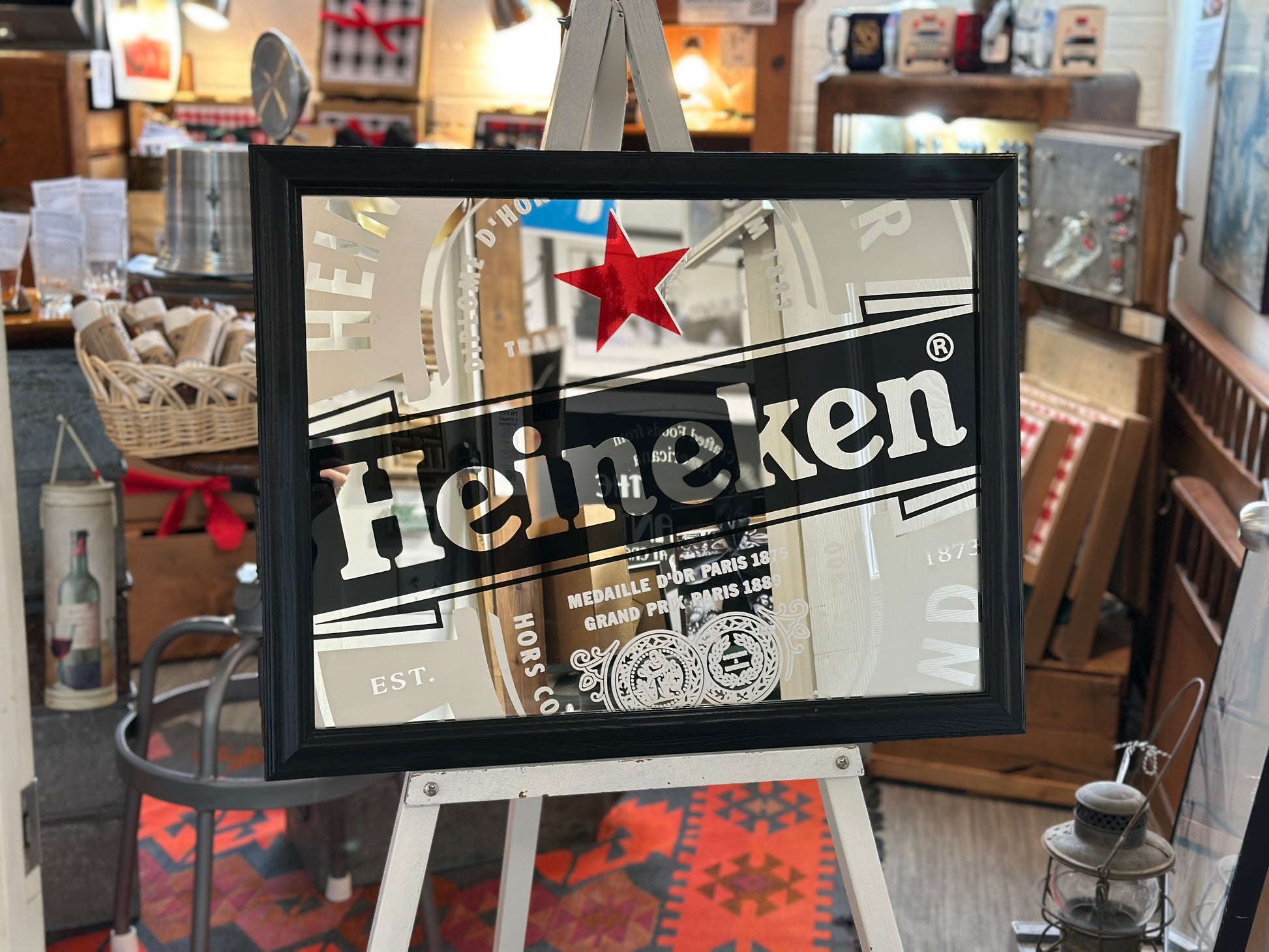 Retro Heineken beer advertising sign detail
