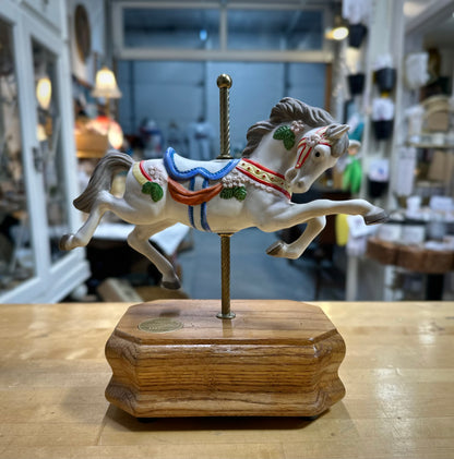 Vintage Carousel Horse Figurine rotating music box