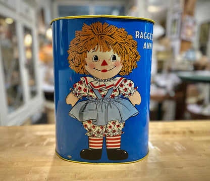 Vintage 1972 Raggedy Ann and Andy Tin Pail