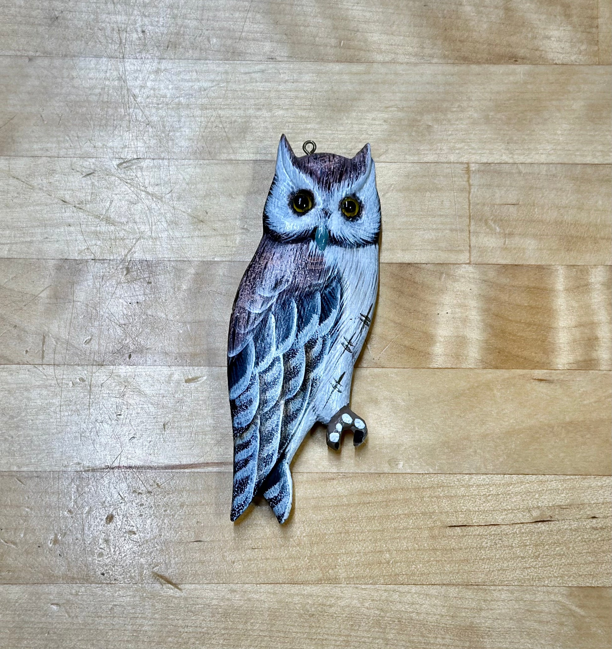 Horned Owl wooden jewelry charm