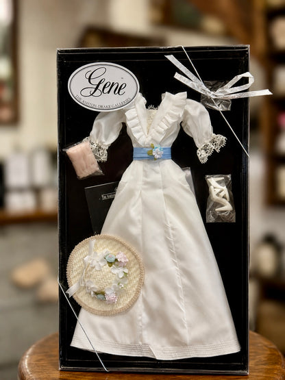 Gene doll white ruffled dress with accessories