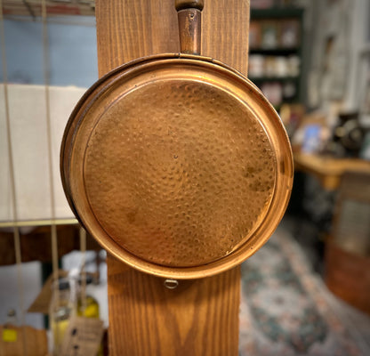 18th-19th Century Antique Copper and Turned Wood Bed Warmer