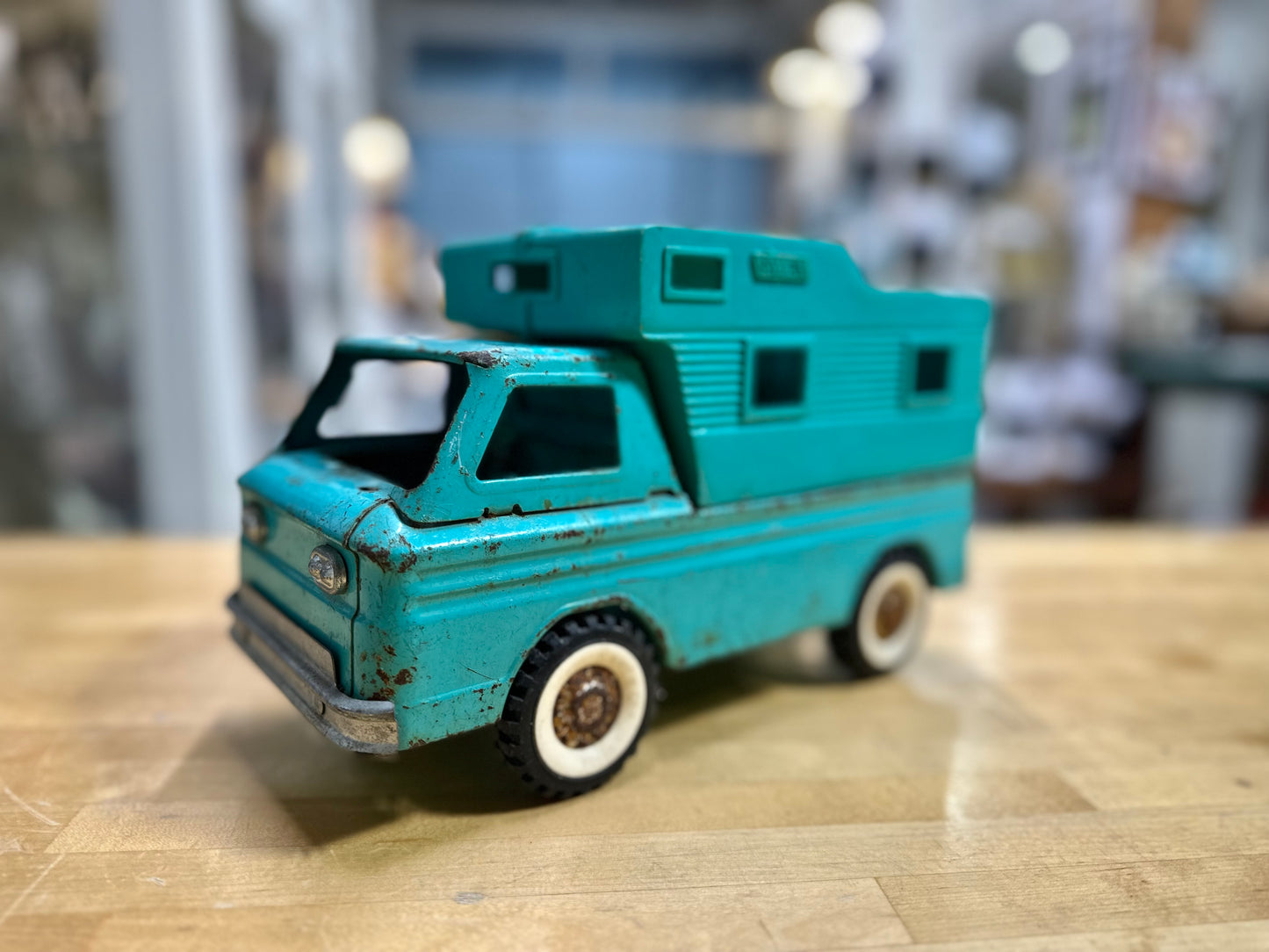 1960’s Structo Toy Camper Truck and Toy Jeep with Horse Trailer