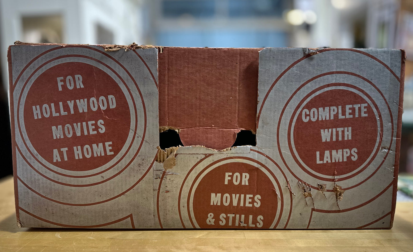 Close-up of Antique Victor Ever-Ready Armlite light with vintage design details