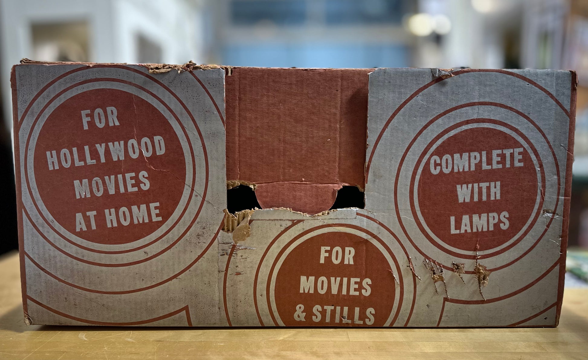 Close-up of Antique Victor Ever-Ready Armlite light with vintage design details