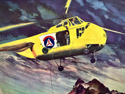 H-19 Chickasaw military helicopter illustration print