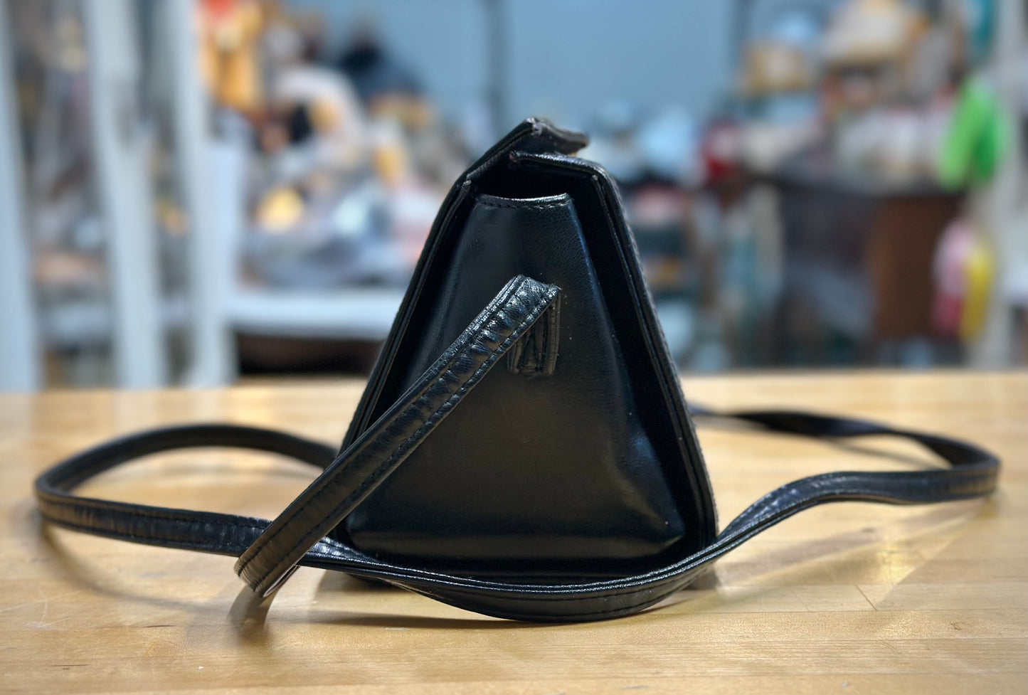 Mixed Black Leather Vintage Handbag