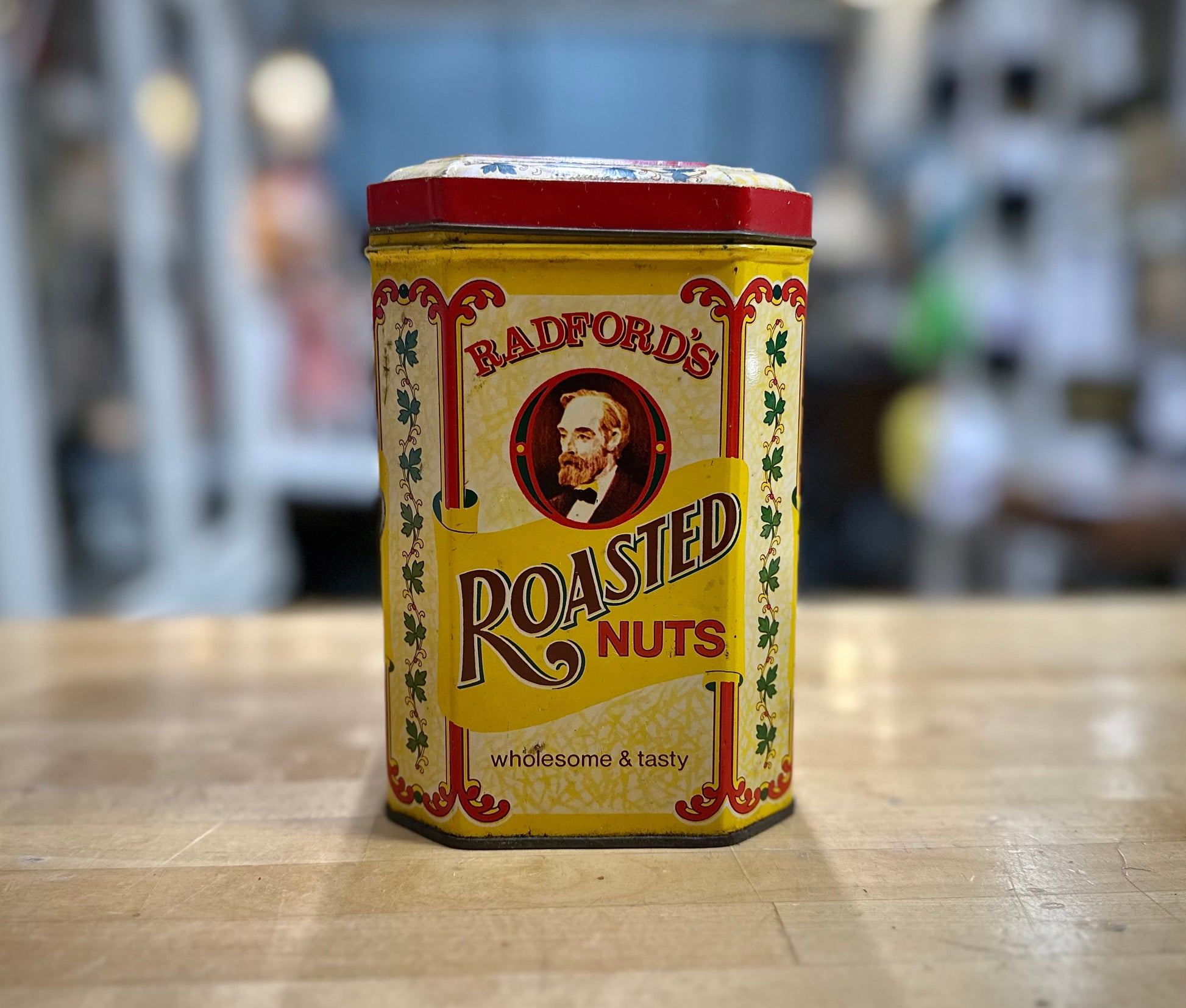 1980’s S.J. Radford & Sons roasted nuts vintage tin