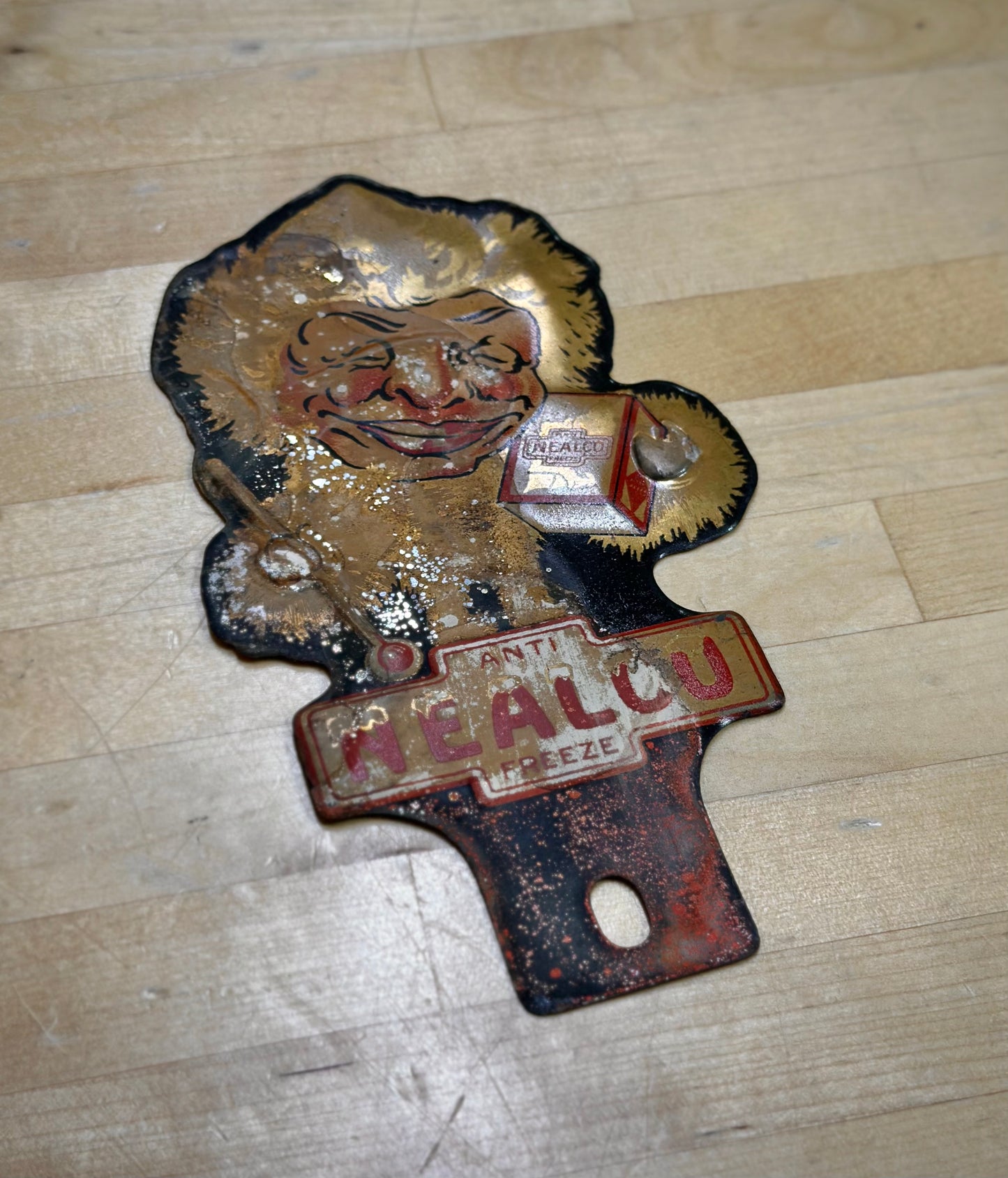 Rare Vintage 1930s Nealco Anti-Freeze License Plate Topper