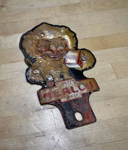 Rare Vintage 1930s Nealco Anti-Freeze License Plate Topper