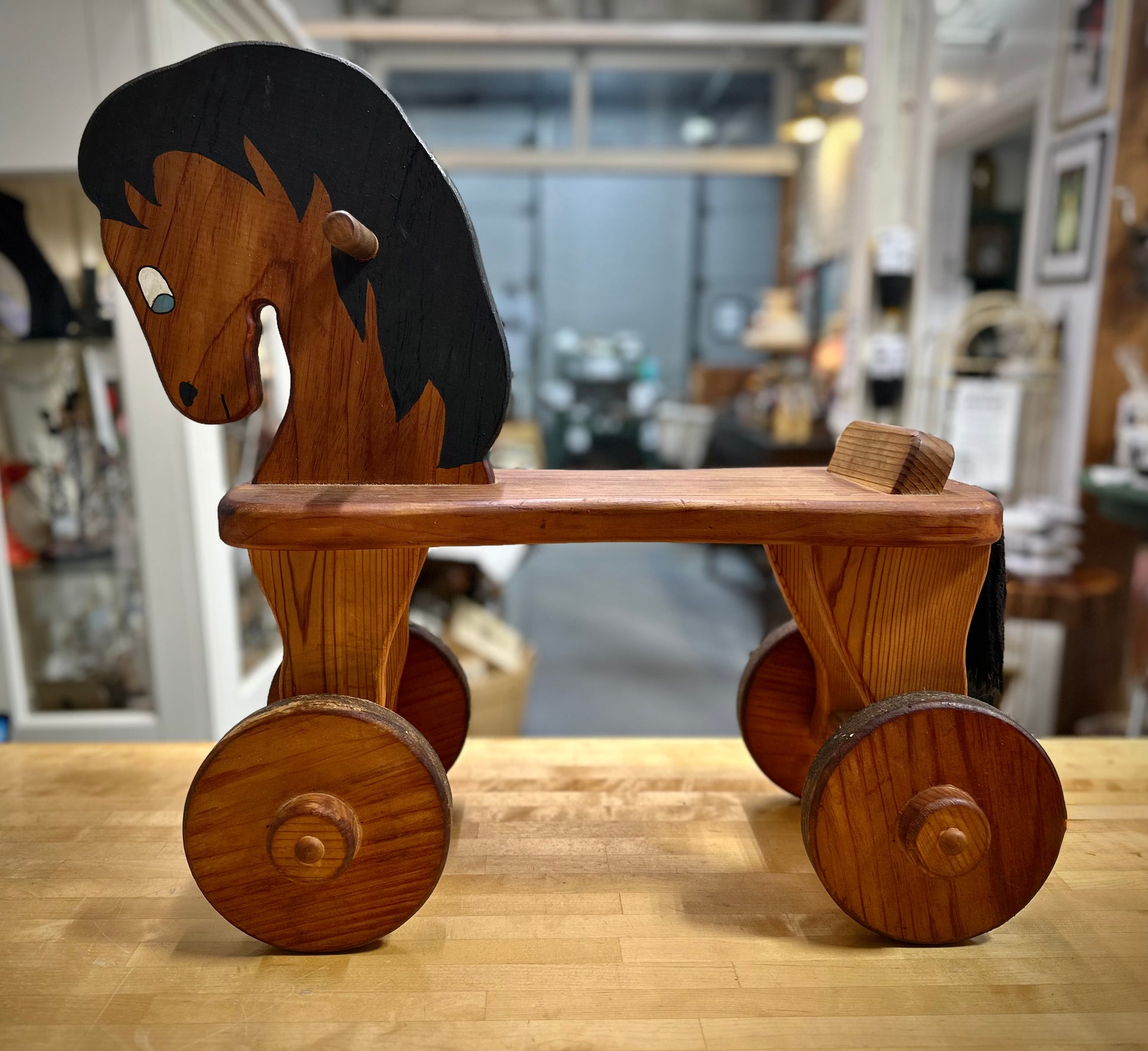 Eco-friendly wooden children's toy horse