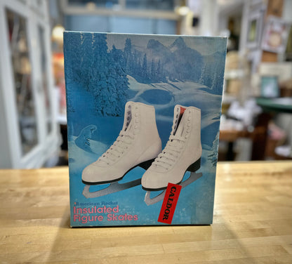 Classic white retro ice skating boots vintage