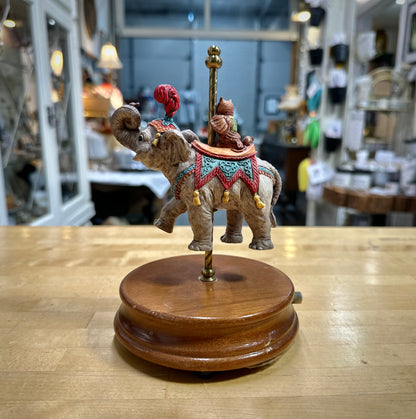 Vintage Carousel Elephant Music Box close view