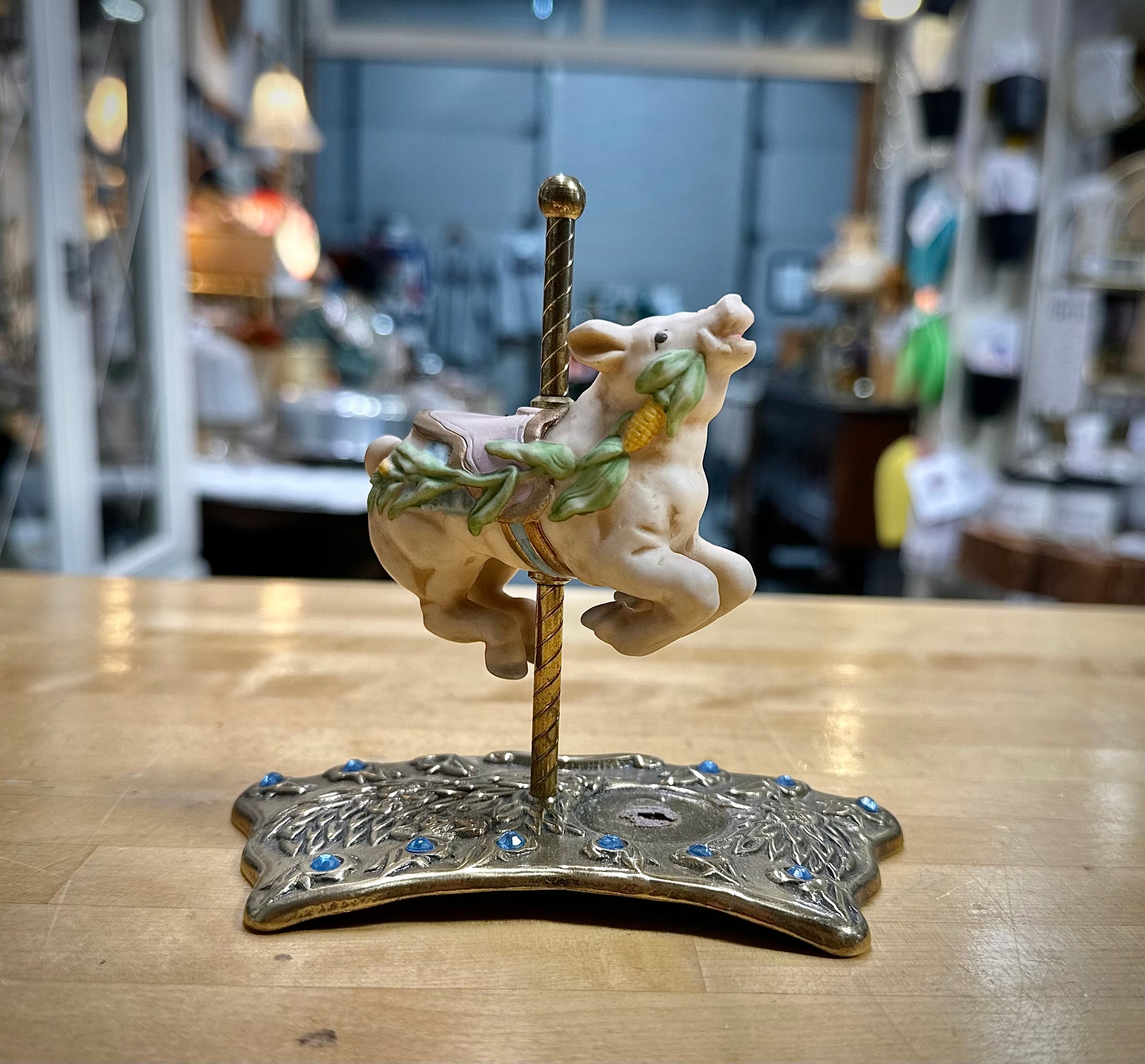 Vintage Carousel Pig Figurine antique style
