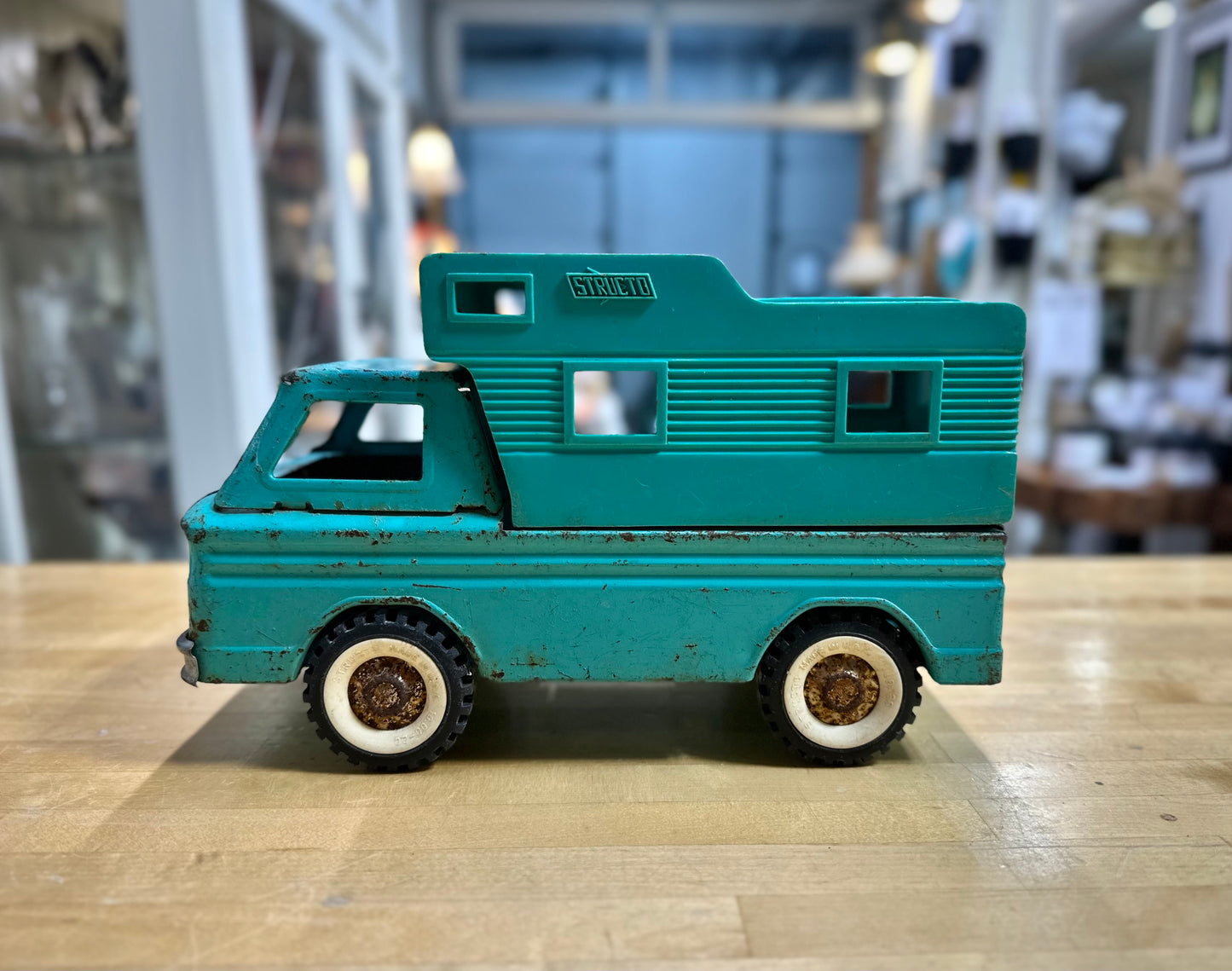 1960’s Structo Toy Camper Truck and Toy Jeep with Horse Trailer