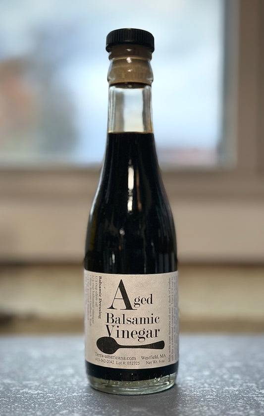 Aged balsamic vinegar in mini wine bottle - barrel-aged white balsamic from Terra Americana