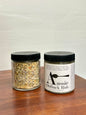 Aussie Outback Rub seasoning shown in two clear glass jars with black lids