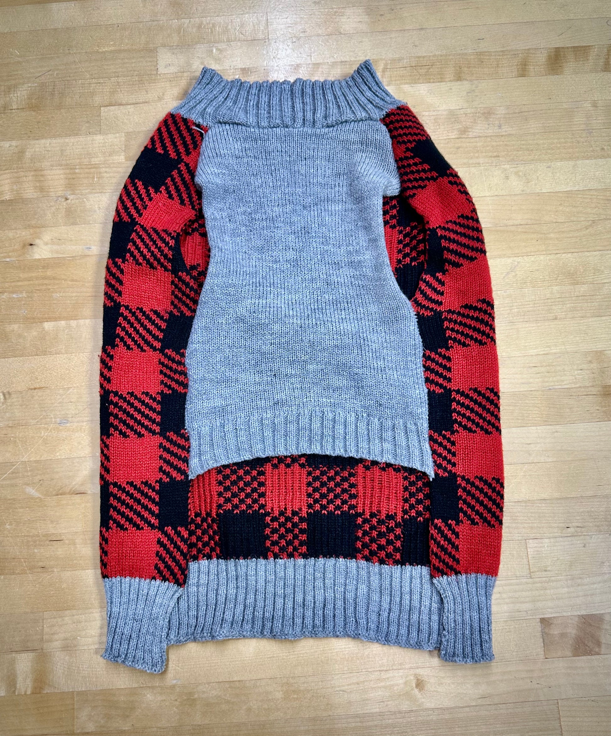 Buffalo plaid dog sweater