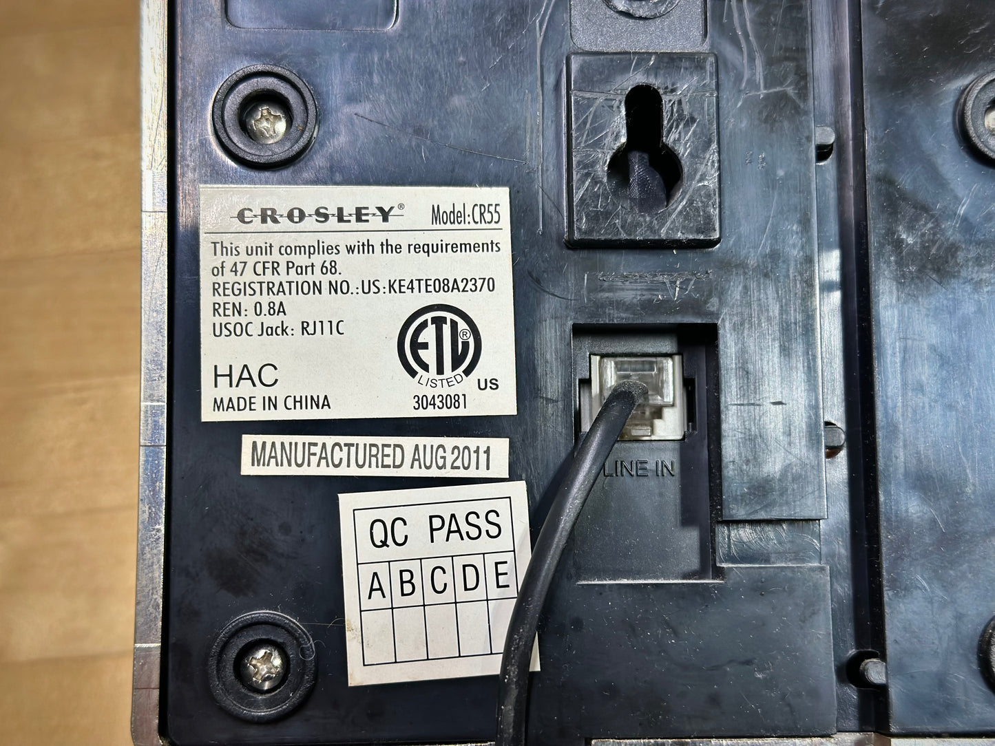 Close-up of Crosley CR55 back side