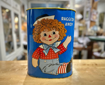 Vintage 1972 Raggedy Ann and Andy Tin Pail